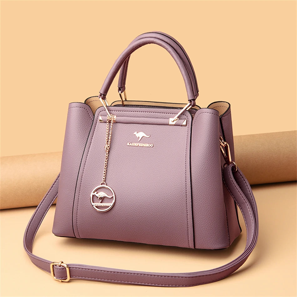 Bolso de mano de lujo para mujer, bandolera de hombro de cuero suave de 3 capas, de gran capacidad, para compras