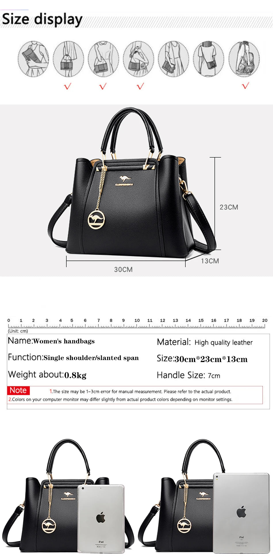 Bolso de mano de lujo para mujer, bandolera de hombro de cuero suave de 3 capas, de gran capacidad, para compras