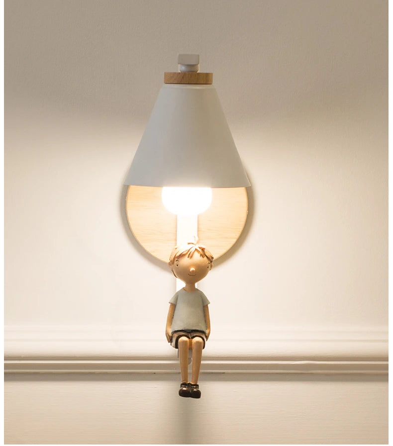 Lámpara de pared de madera moderna, modelo creativo de resina, lámparas de pared para sala de estar, dormitorio, habitación de niños, accesorios de iluminación nórdicos para decoración del hogar