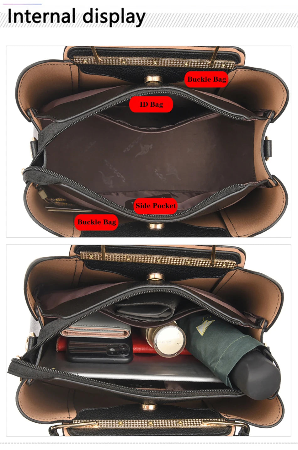 Bolso de mano de lujo para mujer, bandolera de hombro de cuero suave de 3 capas, de gran capacidad, para compras