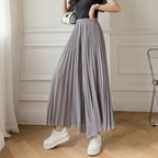 Pantalones De pierna ancha De cintura alta De gasa para Mujer, Pantalones sueltos plisados, moda coreana informal, ropa cómoda, elegante