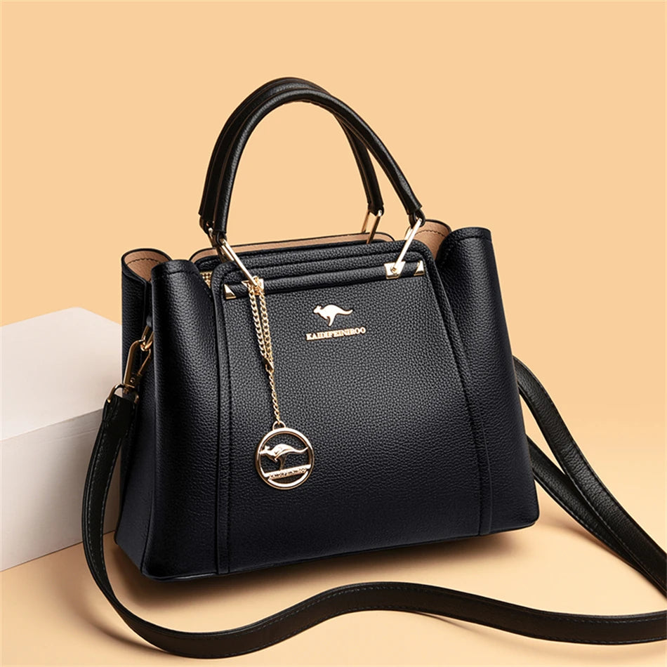Bolso de mano de lujo para mujer, bandolera de hombro de cuero suave de 3 capas, de gran capacidad, para compras