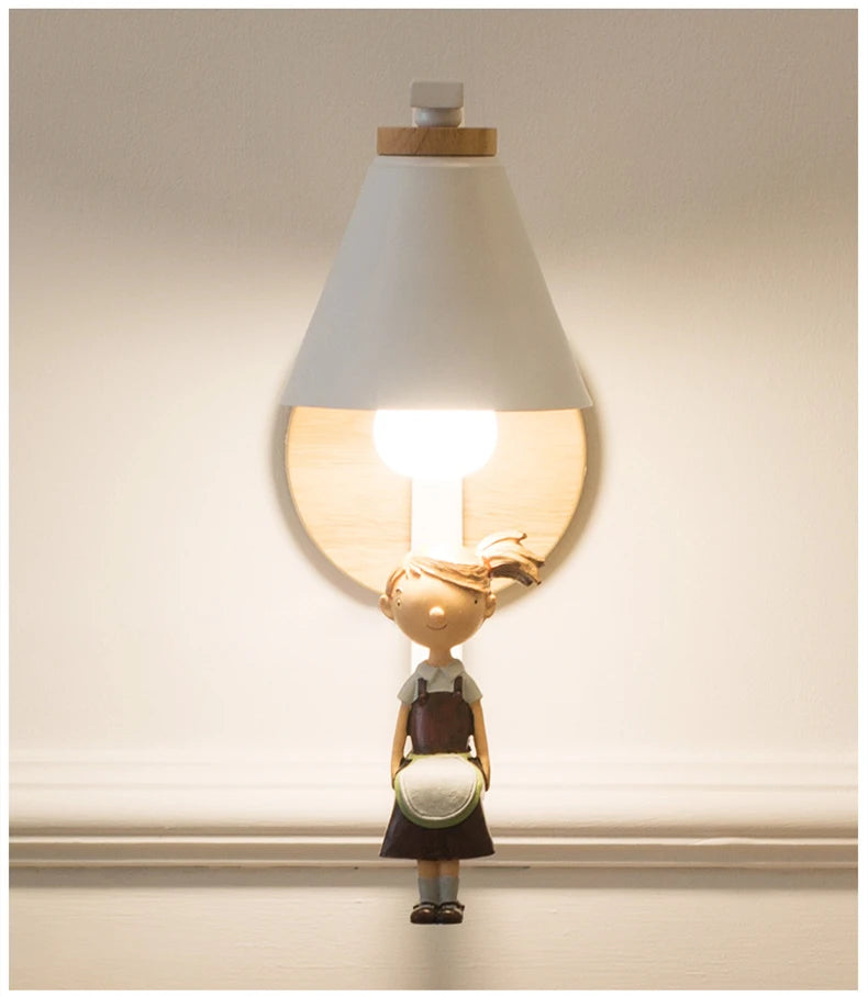Lámpara de pared de madera moderna, modelo creativo de resina, lámparas de pared para sala de estar, dormitorio, habitación de niños, accesorios de iluminación nórdicos para decoración del hogar