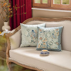Funda de cojín decorativa con diseño de pájaros y flores, cuadrada estándar, para sofá cama, estampado a una cara, 18x18 pulgadas, beige chino