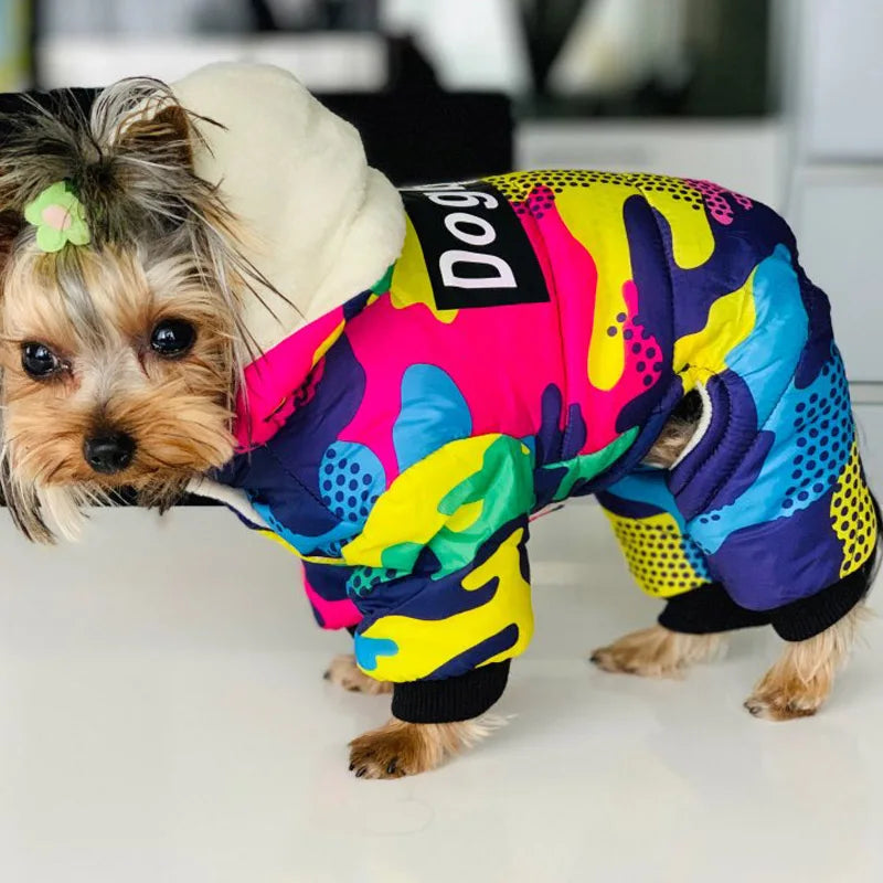 Ropa para perros, abrigo cálido de invierno a prueba de viento para perros, ropa gruesa para mascotas, disfraz, mono, sudaderas con capucha, chaqueta, suministros para mascotas perros
