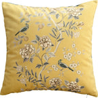 Funda de cojín decorativa con diseño de pájaros y flores, cuadrada estándar, para sofá cama, estampado a una cara, 18x18 pulgadas, beige chino