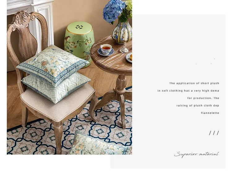 Funda de cojín decorativa con diseño de pájaros y flores, cuadrada estándar, para sofá cama, estampado a una cara, 18x18 pulgadas, beige chino