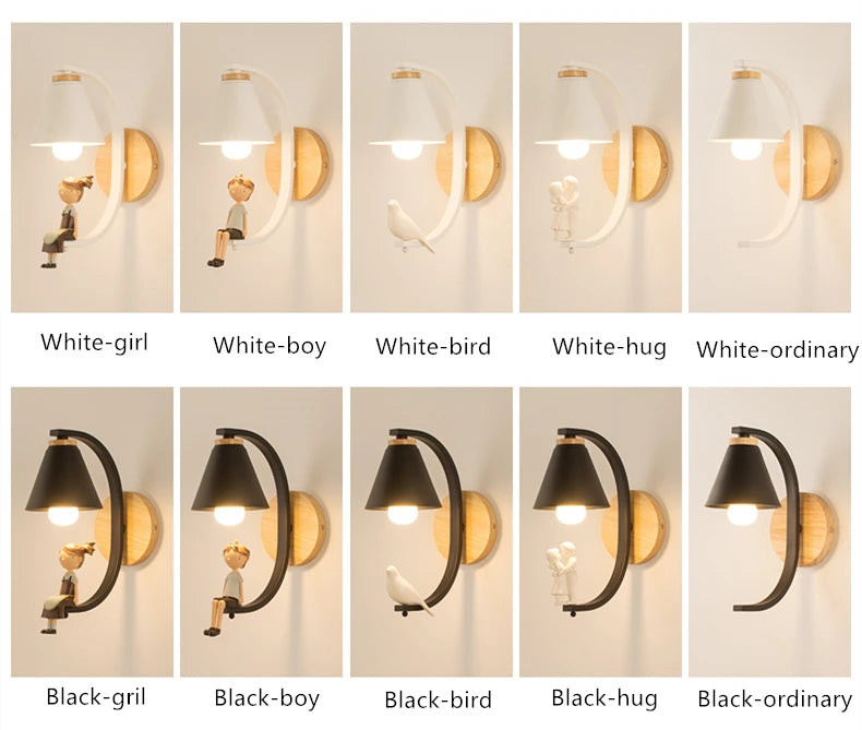 Lámpara de pared de madera moderna, modelo creativo de resina, lámparas de pared para sala de estar, dormitorio, habitación de niños, accesorios de iluminación nórdicos para decoración del hogar