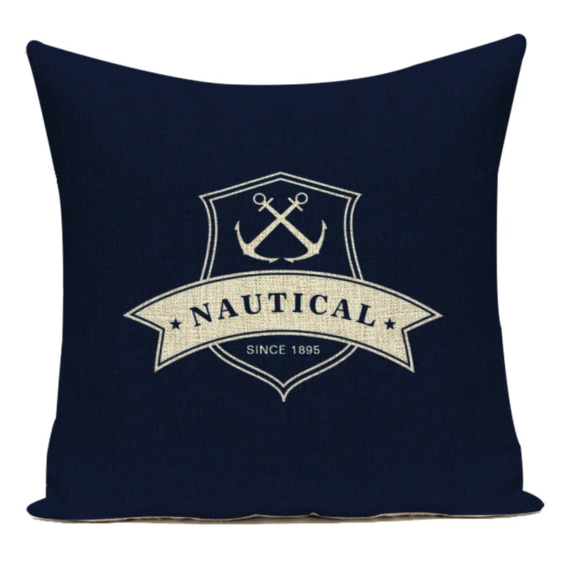 Funda de cojín con estampado de brújula azul marino, diseño de ancla, funda de almohada decorativa para sofá cama, Cojines Almofadas