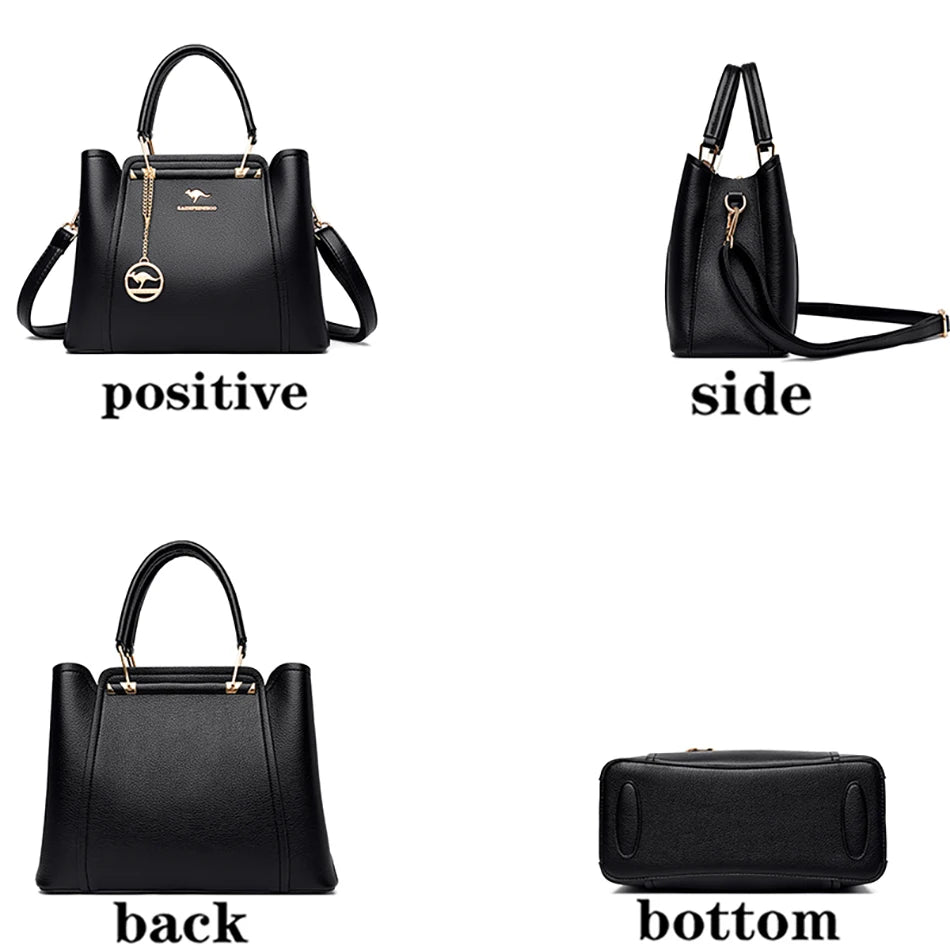 Bolso de mano de lujo para mujer, bandolera de hombro de cuero suave de 3 capas, de gran capacidad, para compras