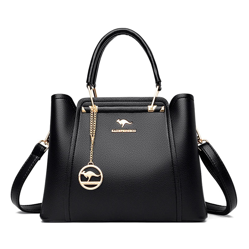 Bolso de mano de lujo para mujer, bandolera de hombro de cuero suave de 3 capas, de gran capacidad, para compras