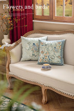 Funda de cojín decorativa con diseño de pájaros y flores, cuadrada estándar, para sofá cama, estampado a una cara, 18x18 pulgadas, beige chino