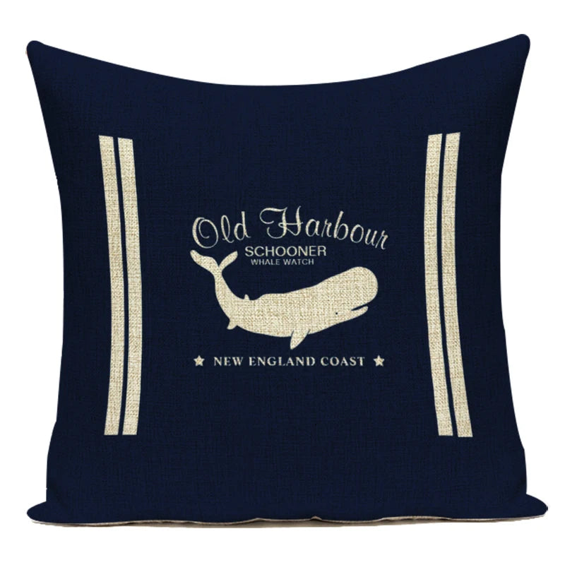 Funda de cojín con estampado de brújula azul marino, diseño de ancla, funda de almohada decorativa para sofá cama, Cojines Almofadas