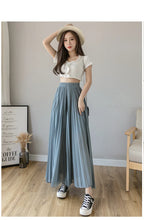 Pantalones De pierna ancha De cintura alta De gasa para Mujer, Pantalones sueltos plisados, moda coreana informal, ropa cómoda, elegante