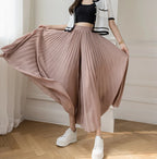 Pantalones De pierna ancha De cintura alta De gasa para Mujer, Pantalones sueltos plisados, moda coreana informal, ropa cómoda, elegante