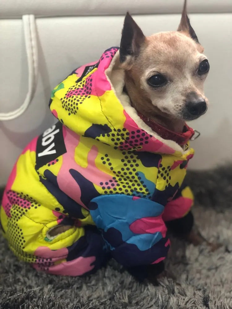 Ropa para perros, abrigo cálido de invierno a prueba de viento para perros, ropa gruesa para mascotas, disfraz, mono, sudaderas con capucha, chaqueta, suministros para mascotas perros