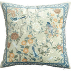 Funda de cojín decorativa con diseño de pájaros y flores, cuadrada estándar, para sofá cama, estampado a una cara, 18x18 pulgadas, beige chino