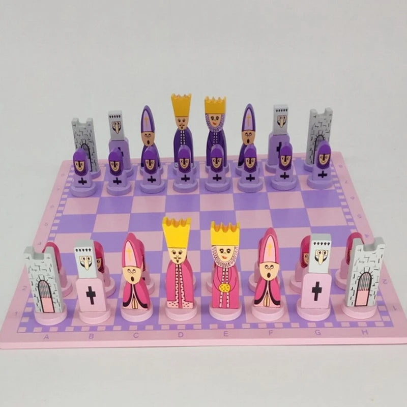 Juego de ajedrez de viaje con tablero de ajedrez, juguetes educativos para niños y adultos, color rosa