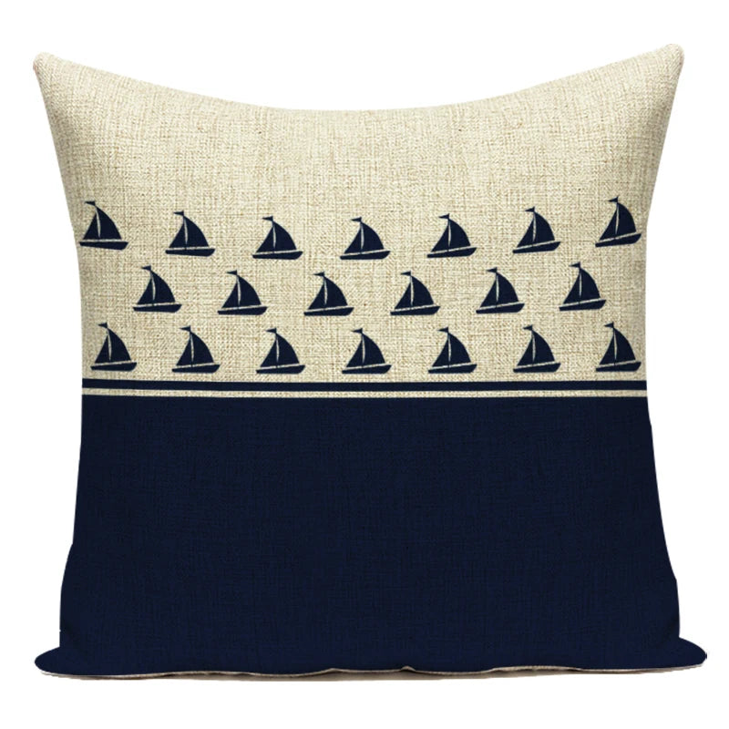 Funda de cojín con estampado de brújula azul marino, diseño de ancla, funda de almohada decorativa para sofá cama, Cojines Almofadas