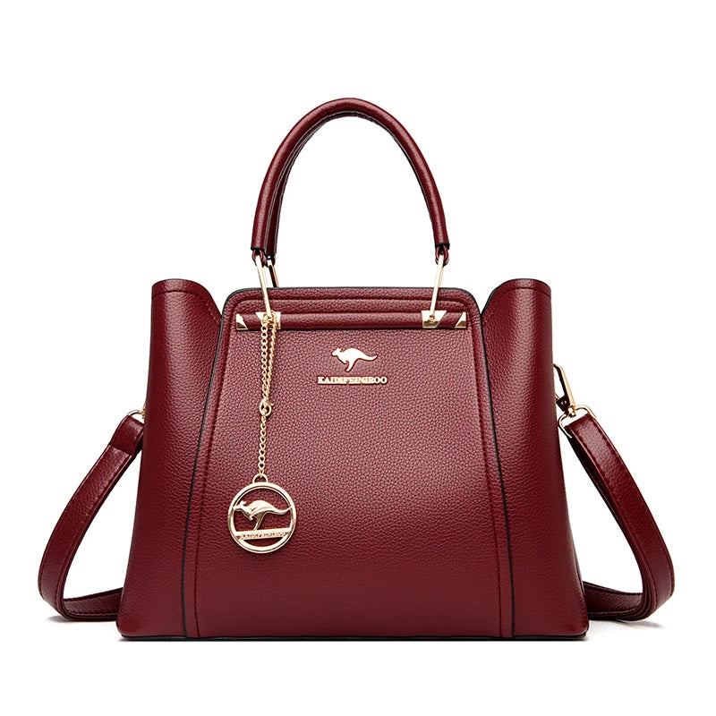 Bolso de mano de lujo para mujer, bandolera de hombro de cuero suave de 3 capas, de gran capacidad, para compras