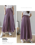 Pantalones De pierna ancha De cintura alta De gasa para Mujer, Pantalones sueltos plisados, moda coreana informal, ropa cómoda, elegante