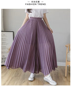 Pantalones De pierna ancha De cintura alta De gasa para Mujer, Pantalones sueltos plisados, moda coreana informal, ropa cómoda, elegante