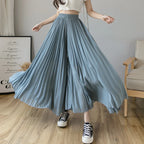 Pantalones De pierna ancha De cintura alta De gasa para Mujer, Pantalones sueltos plisados, moda coreana informal, ropa cómoda, elegante