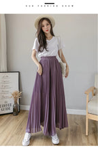 Pantalones De pierna ancha De cintura alta De gasa para Mujer, Pantalones sueltos plisados, moda coreana informal, ropa cómoda, elegante