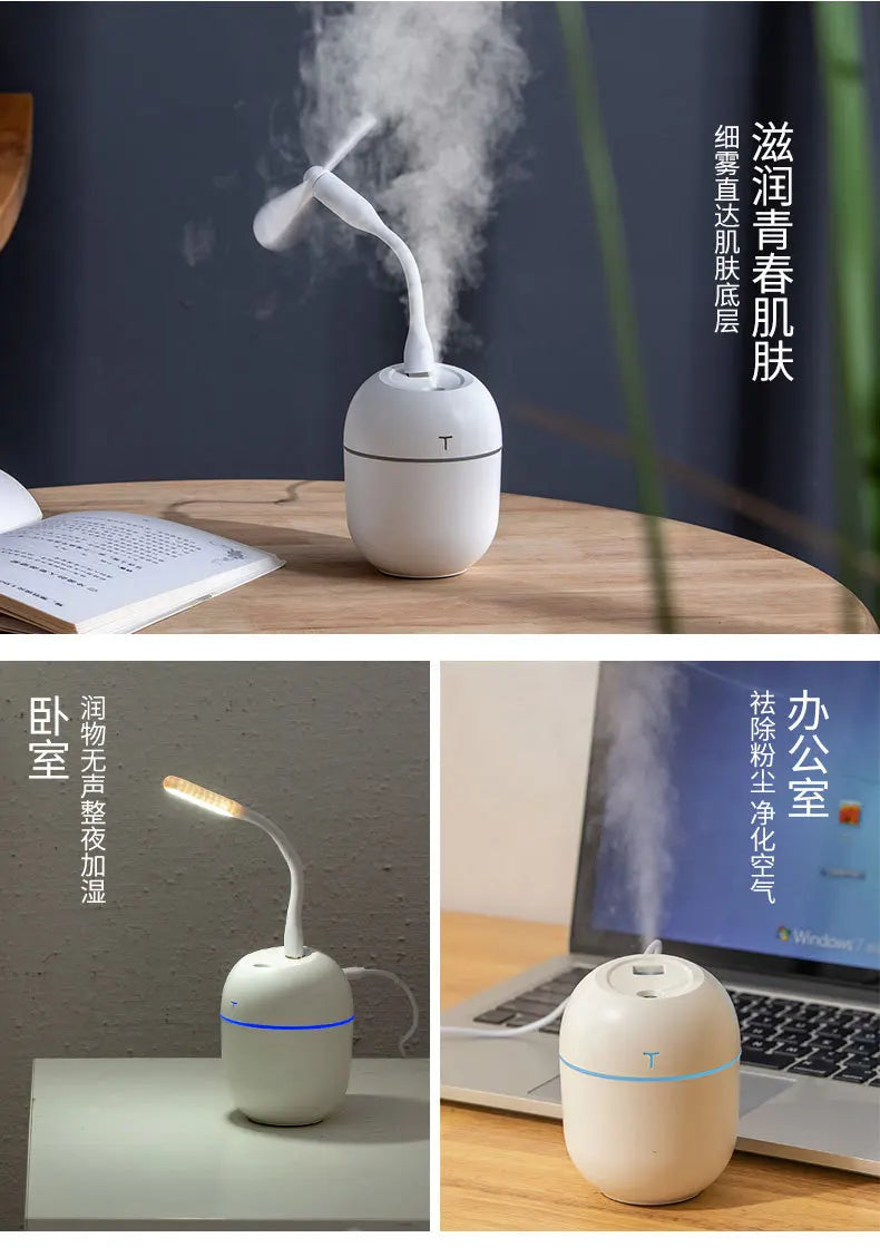 Mini humidificador de aire portátil, difusor ultrasónico de aceites esenciales, fabricante de niebla USB, humidificadores de aromaterapia para el hogar, 220ML, nuevo