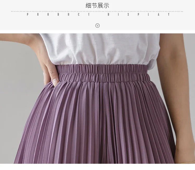 Pantalones De pierna ancha De cintura alta De gasa para Mujer, Pantalones sueltos plisados, moda coreana informal, ropa cómoda, elegante