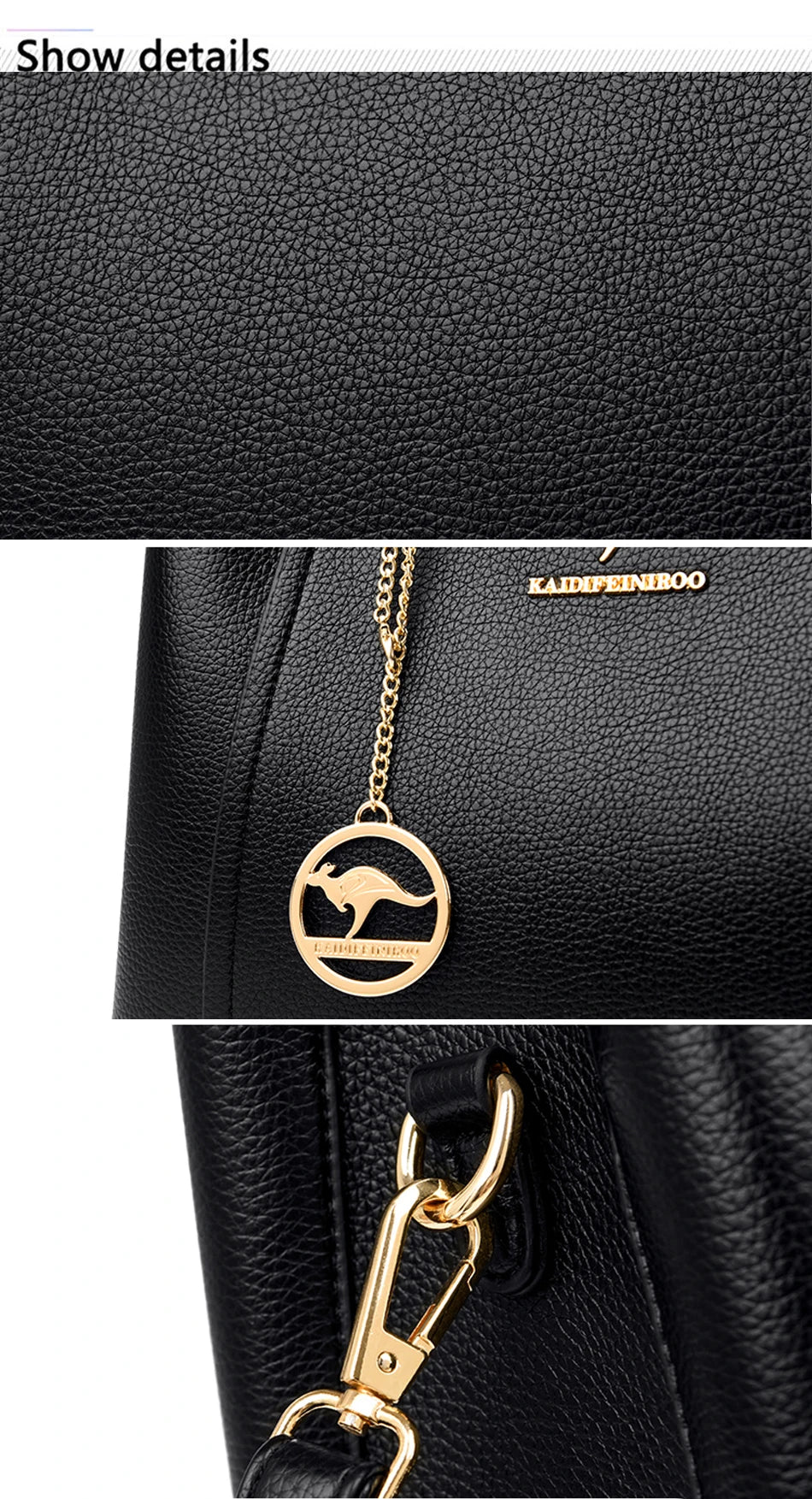Bolso de mano de lujo para mujer, bandolera de hombro de cuero suave de 3 capas, de gran capacidad, para compras