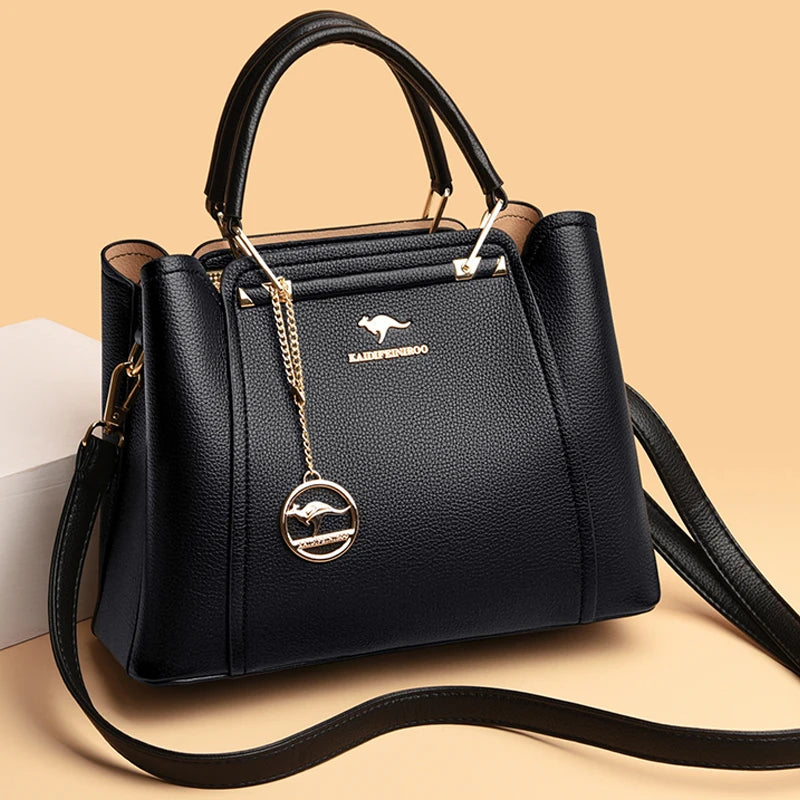 Bolso de mano de lujo para mujer, bandolera de hombro de cuero suave de 3 capas, de gran capacidad, para compras