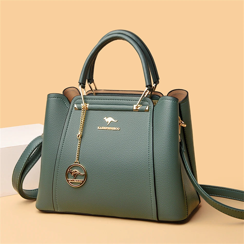 Bolso de mano de lujo para mujer, bandolera de hombro de cuero suave de 3 capas, de gran capacidad, para compras