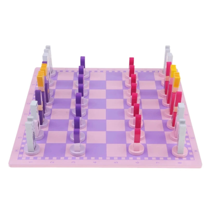 Juego de ajedrez de viaje con tablero de ajedrez, juguetes educativos para niños y adultos, color rosa