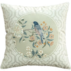 Funda de cojín decorativa con diseño de pájaros y flores, cuadrada estándar, para sofá cama, estampado a una cara, 18x18 pulgadas, beige chino