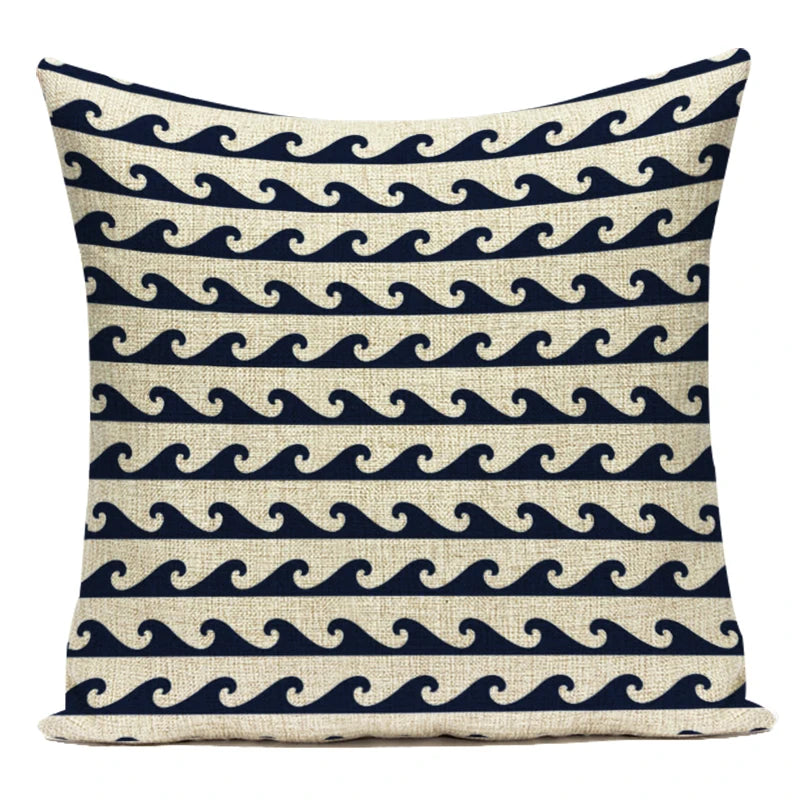 Funda de cojín con estampado de brújula azul marino, diseño de ancla, funda de almohada decorativa para sofá cama, Cojines Almofadas