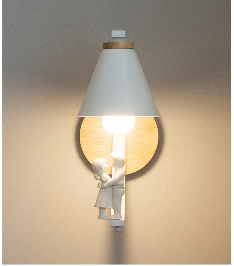 Lámpara de pared de madera moderna, modelo creativo de resina, lámparas de pared para sala de estar, dormitorio, habitación de niños, accesorios de iluminación nórdicos para decoración del hogar