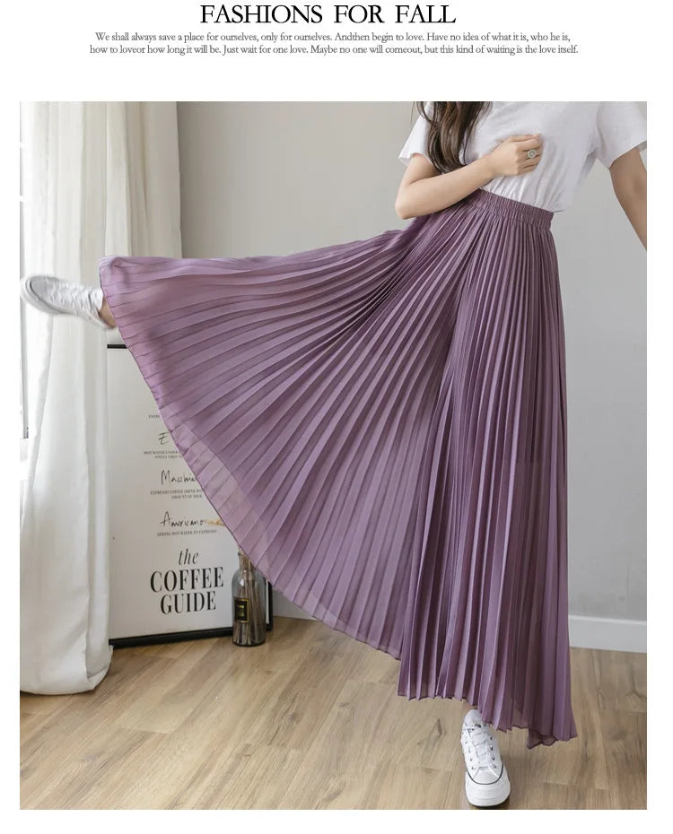 Pantalones De pierna ancha De cintura alta De gasa para Mujer, Pantalones sueltos plisados, moda coreana informal, ropa cómoda, elegante