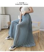 Pantalones De pierna ancha De cintura alta De gasa para Mujer, Pantalones sueltos plisados, moda coreana informal, ropa cómoda, elegante