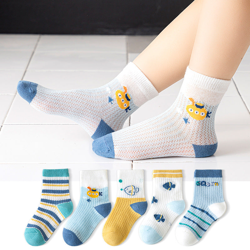 5 pares de calcetines para niños de 1 a 12 años 2025 primavera/verano niños niñas malla calcetines finos transpirables calcetines suaves y cómodos calcetines para niños