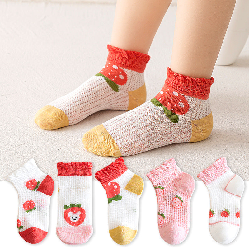 5 pares de calcetines para niños de 1 a 12 años 2025 primavera/verano niños niñas malla calcetines finos transpirables calcetines suaves y cómodos calcetines para niños