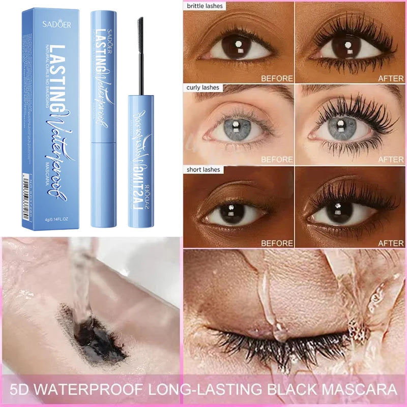Máscara de pestañas resistente al agua 5D, maquillaje para mujer, máscara resistente al agua, máscara de fibra de seda negra, Cosméticos Coreanos nuevos