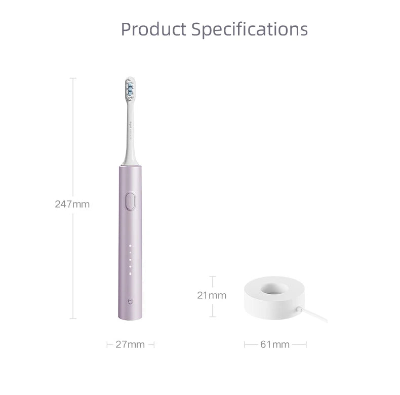 Juego de cepillos de dientes eléctricos sónicos Xiaomi MIJIA T302, 4 cabezales de cepillo, IPX8, resistente al agua, carga inalámbrica, cepillo de dientes electrónico