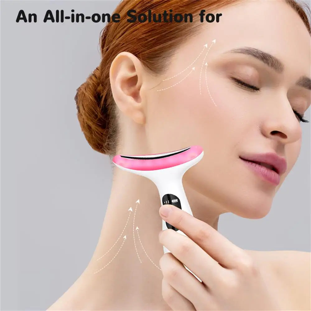 Dispositivo de belleza Facial y de cuello 2 en 1, masaje de vibración de alta frecuencia, dispositivo antienvejecimiento para estiramiento de la piel, herramienta de cuidado de la piel para uso doméstico