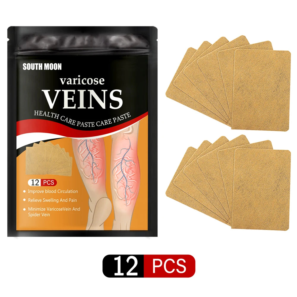 Parche para tratamiento de venas varicosas, yeso para hinchazón dolor de piernas, promueve el metabolismo, promueve la circulación sanguínea suave, Unisex, 12/24 unidades
