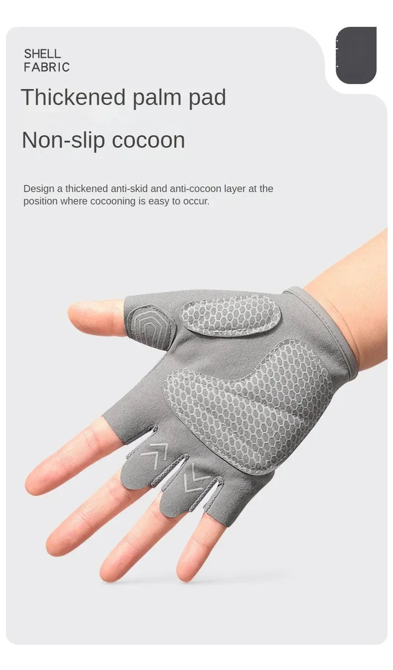 Guantes antideslizantes de medio dedo para entrenamiento de peso pesado para gimnasio, guantes de culturismo para hombres y mujeres, soporte para muñeca, deportes de levantamiento de pesas