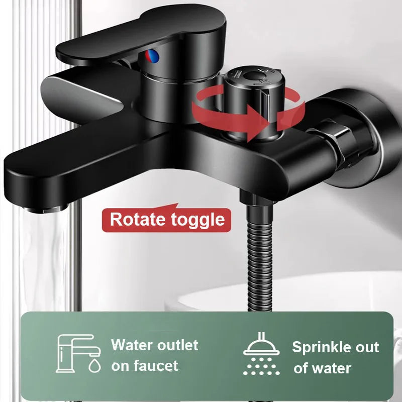 Grifo de ducha de baño cromado, grifo mezclador de doble caño de agua fría y caliente montado en la pared de latón para lavabo de ducha de baño divisor de baño
