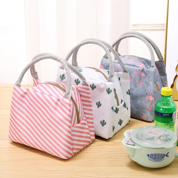 Fiambrera más fresca con patrón funcional, bolsa de almuerzo de lona con aislamiento portátil, bolsas térmicas para comida, Picnic, bolsas de almuerzo para mujeres y niños
