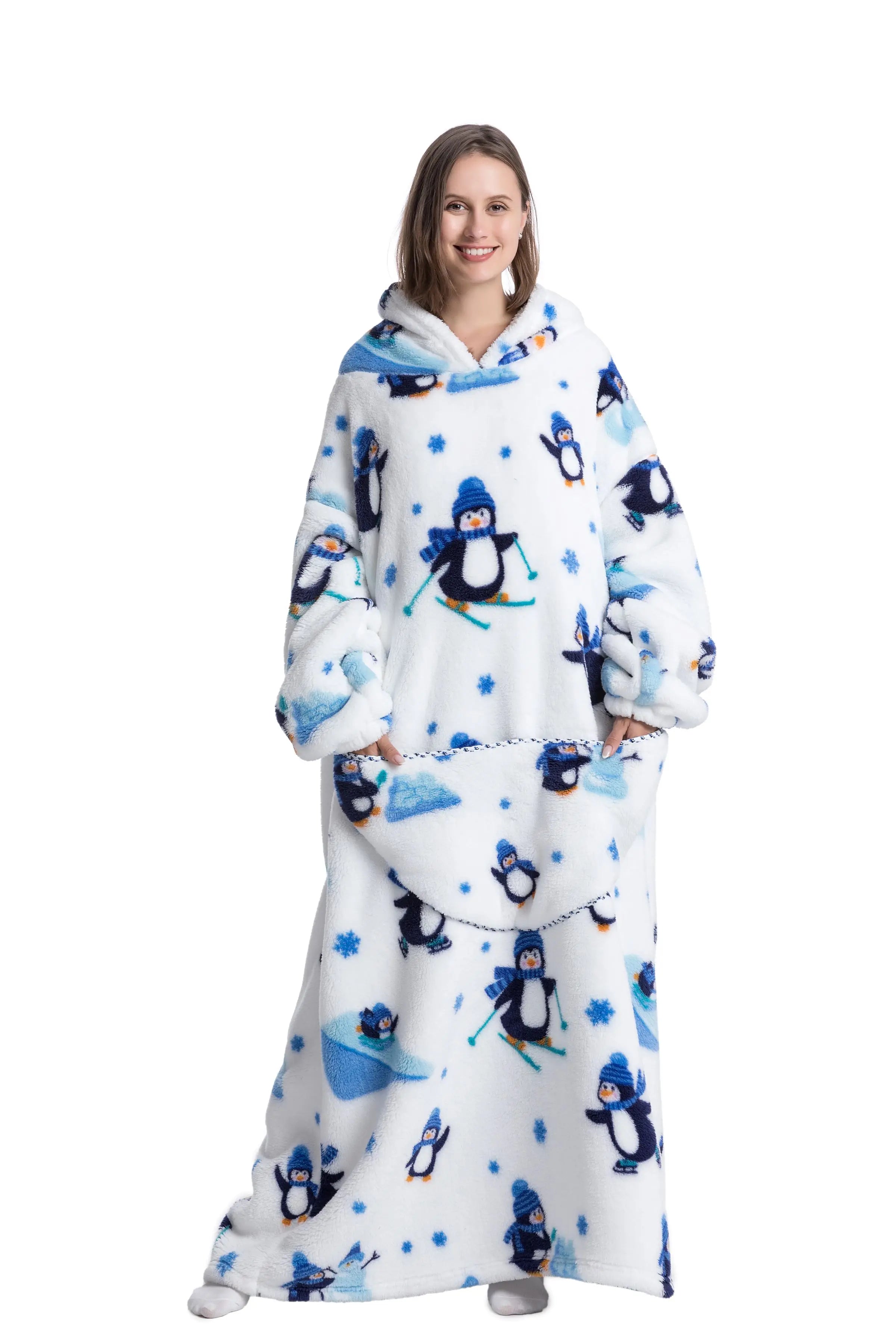 2023 nueva manta usable de TV de gran tamaño Extra larga cálida lana de felpa invierno Sherp Sudadera con capucha hombres mujeres sudadera suave regalos
