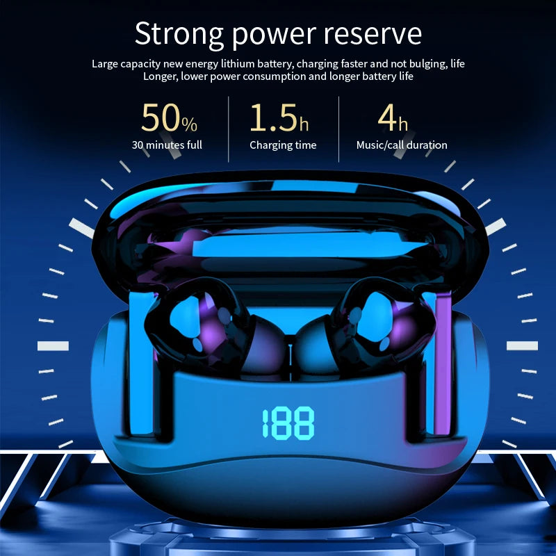 Auriculares Bluetooth inalámbricos verdaderos de alta calidad TWS Mate60, tiempo de reproducción de 12 horas, sonido nítido con pantalla LED de batería